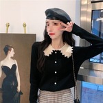 甜美2025年娃娃领毛衣蕾丝新款打底衫套头洋气针织上衣修身春秋女