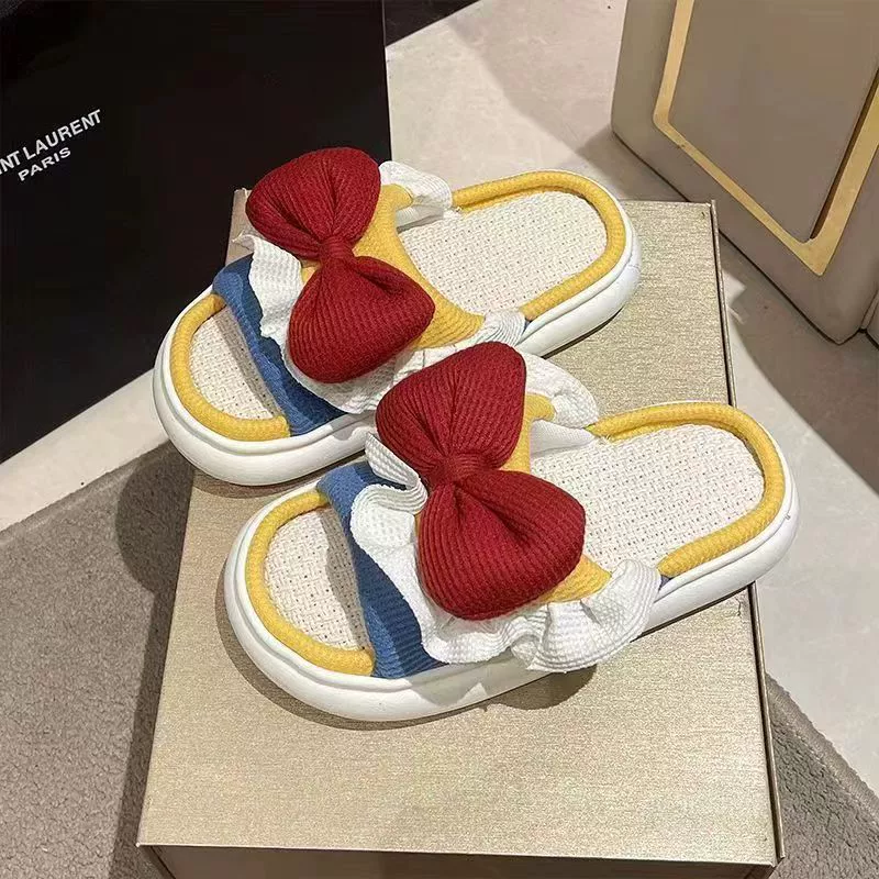 Тапочки нескользящие для принцессы с платформой в виде бантика, (跨境贸易), оптом