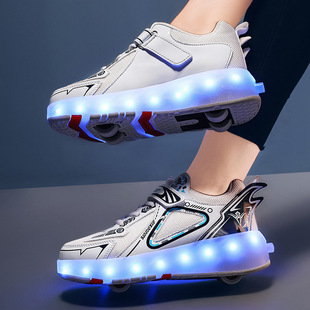 Cross-border Heelo Shoes Luminous Belt Light Four-wheel Heelo Shoes 2024 Teenagers Children Wheel Shoes Skates