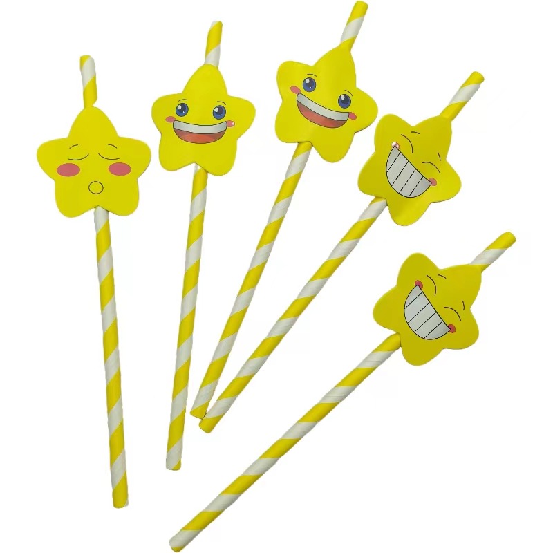 Pajita de papel de fiesta Pajita de tarjeta sonriente de celebridades de Internet Postre degradable desechable Pajita decorativa de té con leche