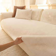 纯色简约仿貂毛沙发垫2025新款四季通用直排防滑客厅皮沙发坐垫子