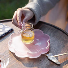 花瓣水晶玻璃壶承高端壶垫禅意干泡台托盘茶承日式单层茶具配件