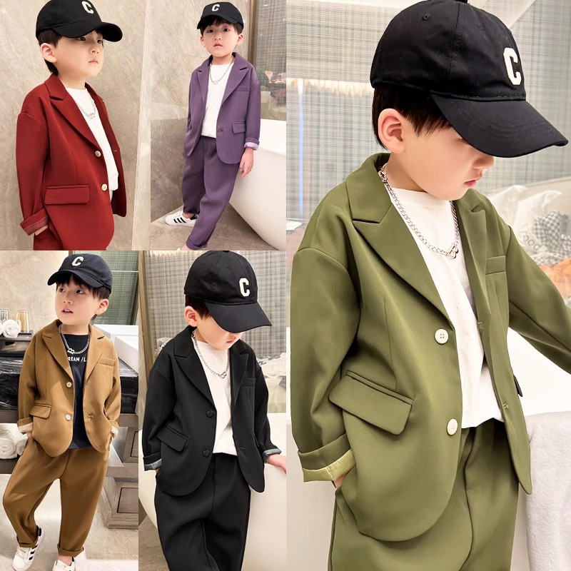 Spring and Autum New Boys' Suits, Handsome Host Dresses, Flower Girl Catwalk, Fashionable Kidsren's Korean Suits, Trendy