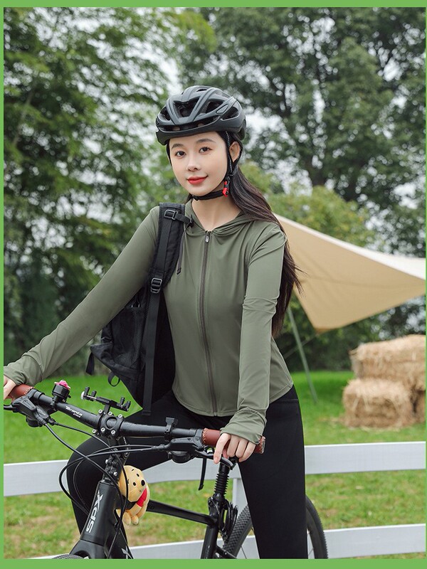 ナイロンの原糸の日焼け止め服は女性の夏のスポーツコートを修理して紫外線を防ぎます。|undefined