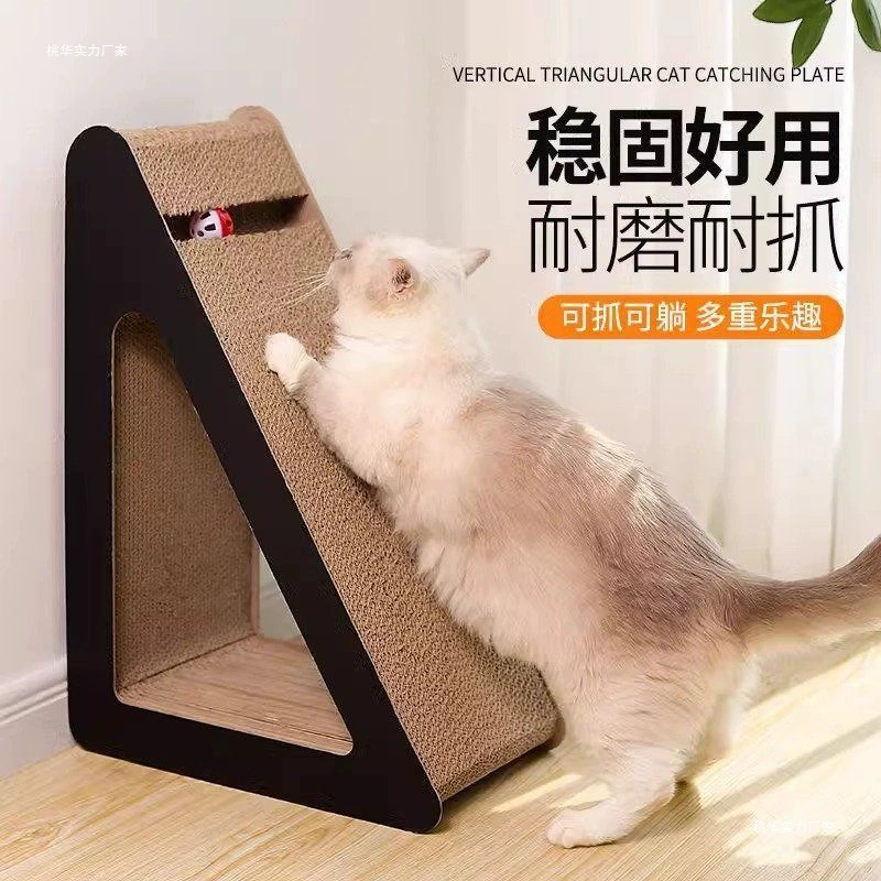 Vertical triangular cat scratching board, wear-resistant corrugated cardboard, non-shedding, space-saving