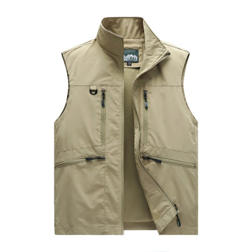 M-6XL Spring, Summer, Autumn Waistcoat Men's Casual Stand Collar Multi-pocket Workwear Outdoor Photography Fishing Coat