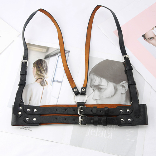 Street photography fashion ladies girdle s punk style wide suspenders versatile fashion shoulder straps European and American waist belt