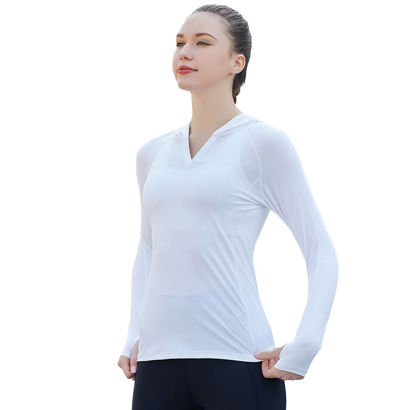 Damas rápidas secas al aire libre montañismo manga larga nueva ropa de yoga transpirable manga larga cuello redondo entrenamiento de acondicionamiento físico camiseta deportiva