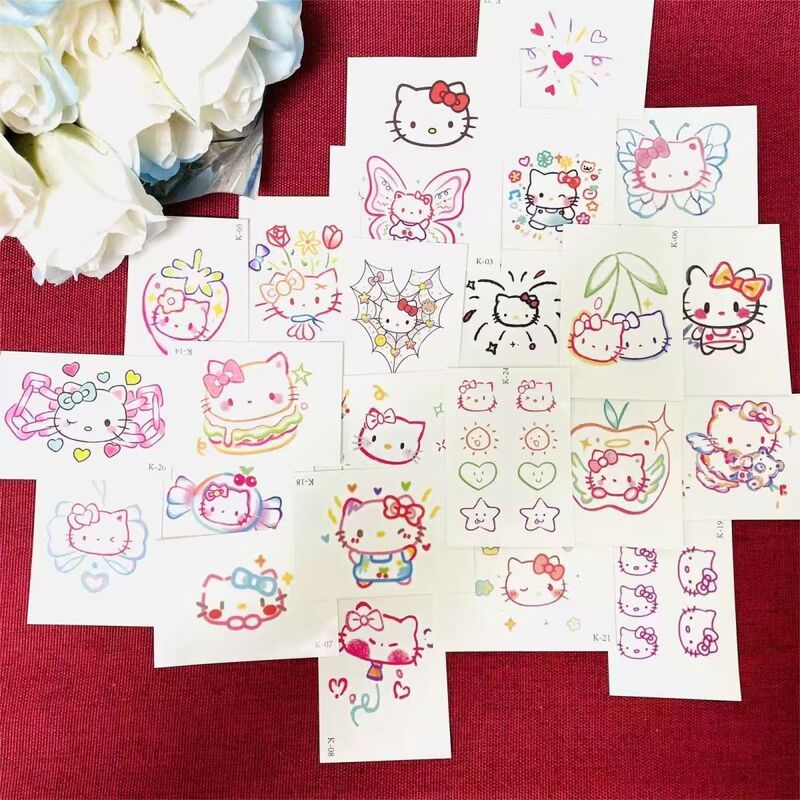 キティ猫タトゥーステッカー安いかわいい漫画防水長持ちアームステッカーインスタイル洗える親友へのギフトとして|undefined
