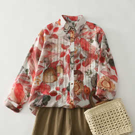 2026年春季新款减龄上衣长袖衬衫衬衣妈妈装休闲大码女装
