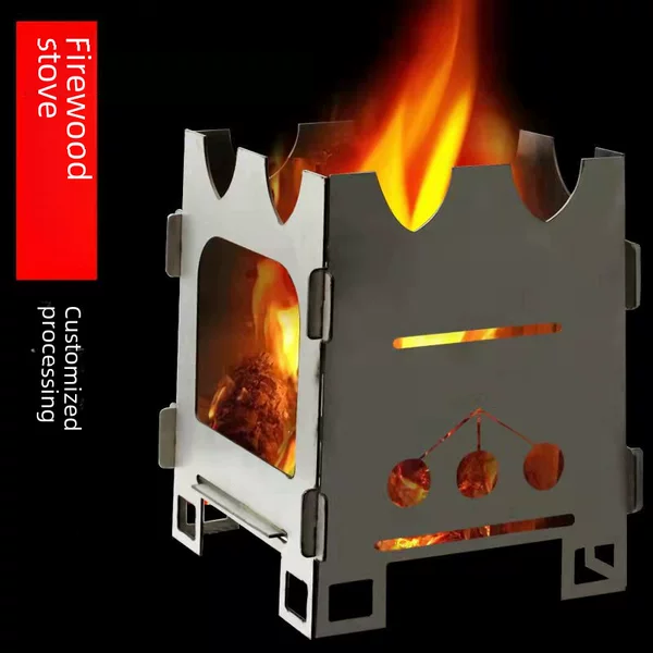 Cross-border special card type stainless steel outdoor folding firewood stove camping portable stove barbecue heating stove