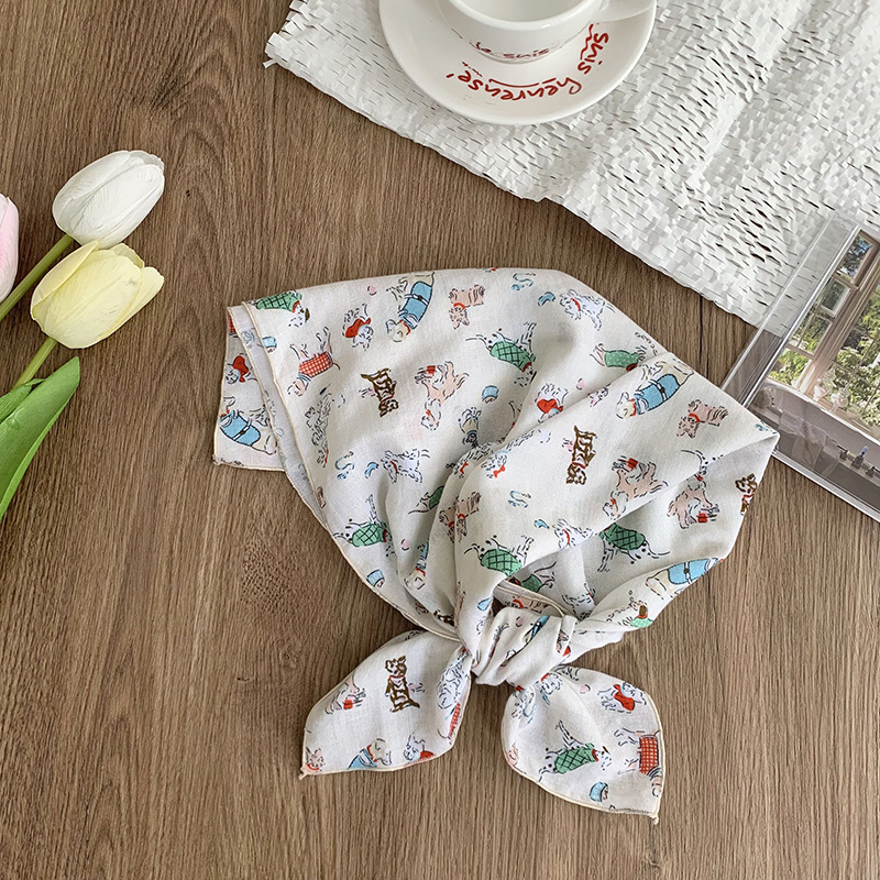 55 pañuelo japonés de algodón y lino, bufanda de seda floral de todo fósforo de verano y otoño, bufanda cuadrada pequeña con cuello, bufanda decorativa fresca fina para mujer