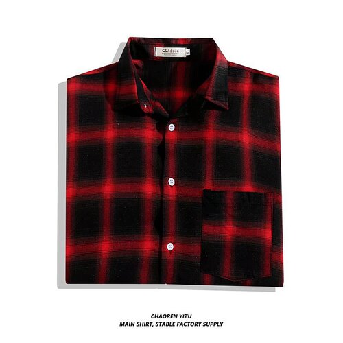 Men's Long-Sleeve Shirt, Korean-Style Plaid Shirt, Trendy Street-Vendor Jacket for Young Men