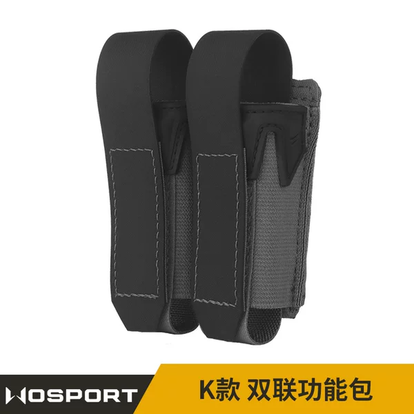 Wosport K Model Double Pistol Magazine Pouch 9mm Storage Bag 2 Ways to Use Elastic Fixation