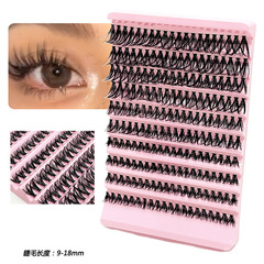 詩諾媚歐美10排40P濃密款魚尾假睫毛黑梗單簇分段式睫毛跨境批發