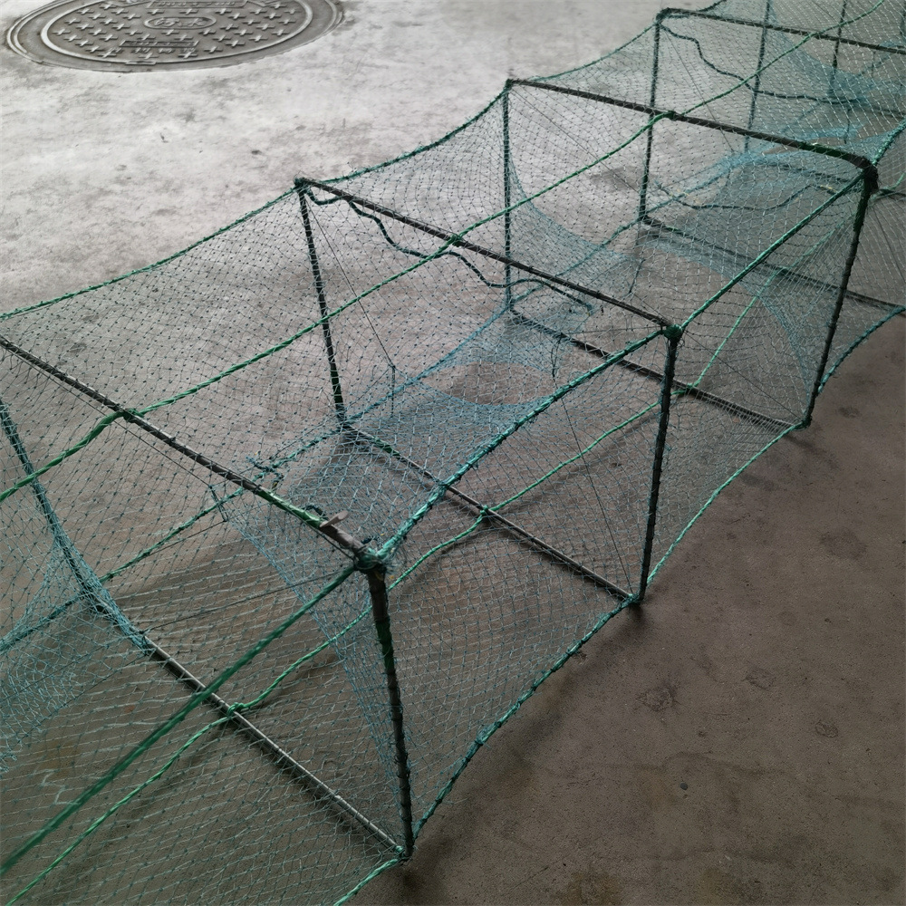 36-Sección 4-Strand 12m polietileno de alta densidad tejida Camarón jaula cangrejos cría caja neta negrita jaula de pescado anudada red