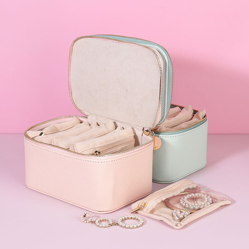Joyero de estilo explosivo transfronterizo de Amazon, viaje conveniente, 8 piezas de bolsa de subembalaje, caja de almacenamiento de joyería, pendientes, caja de joyería