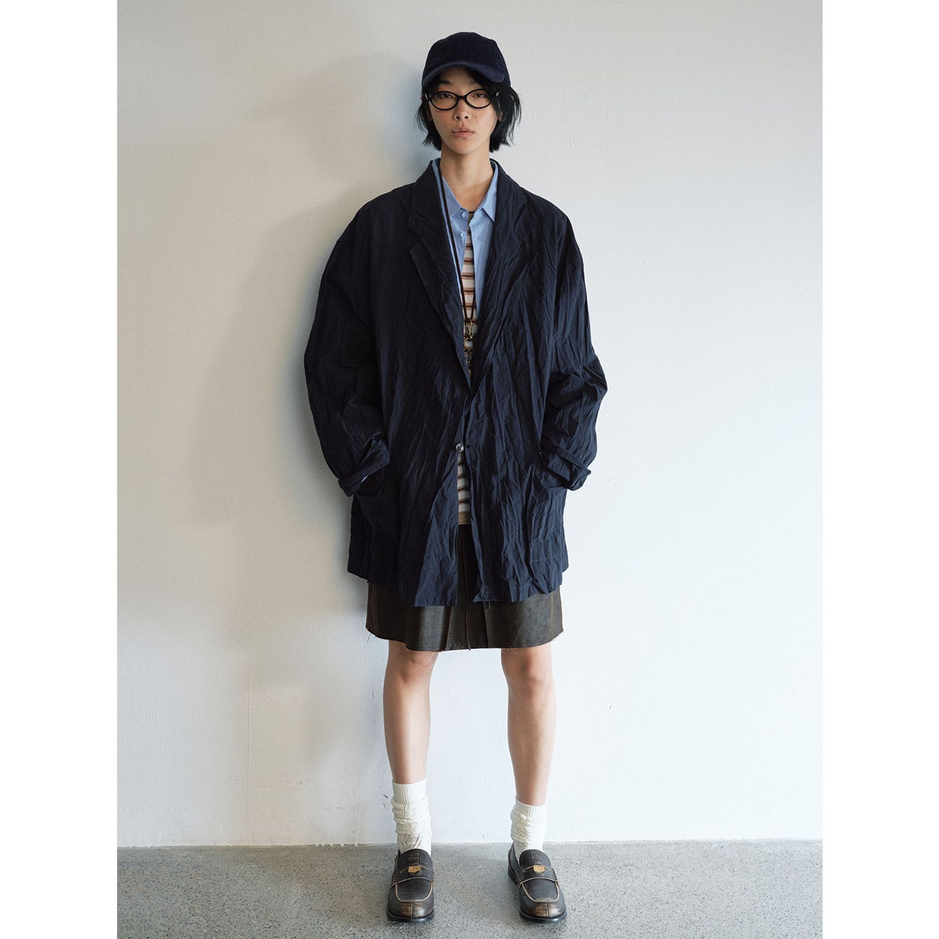 [Time-Sensitive] New Product Pure Cotton Natural Wrinkle Design Casual Loose Long-Sleeve Single-Button Blazer for Women V9235