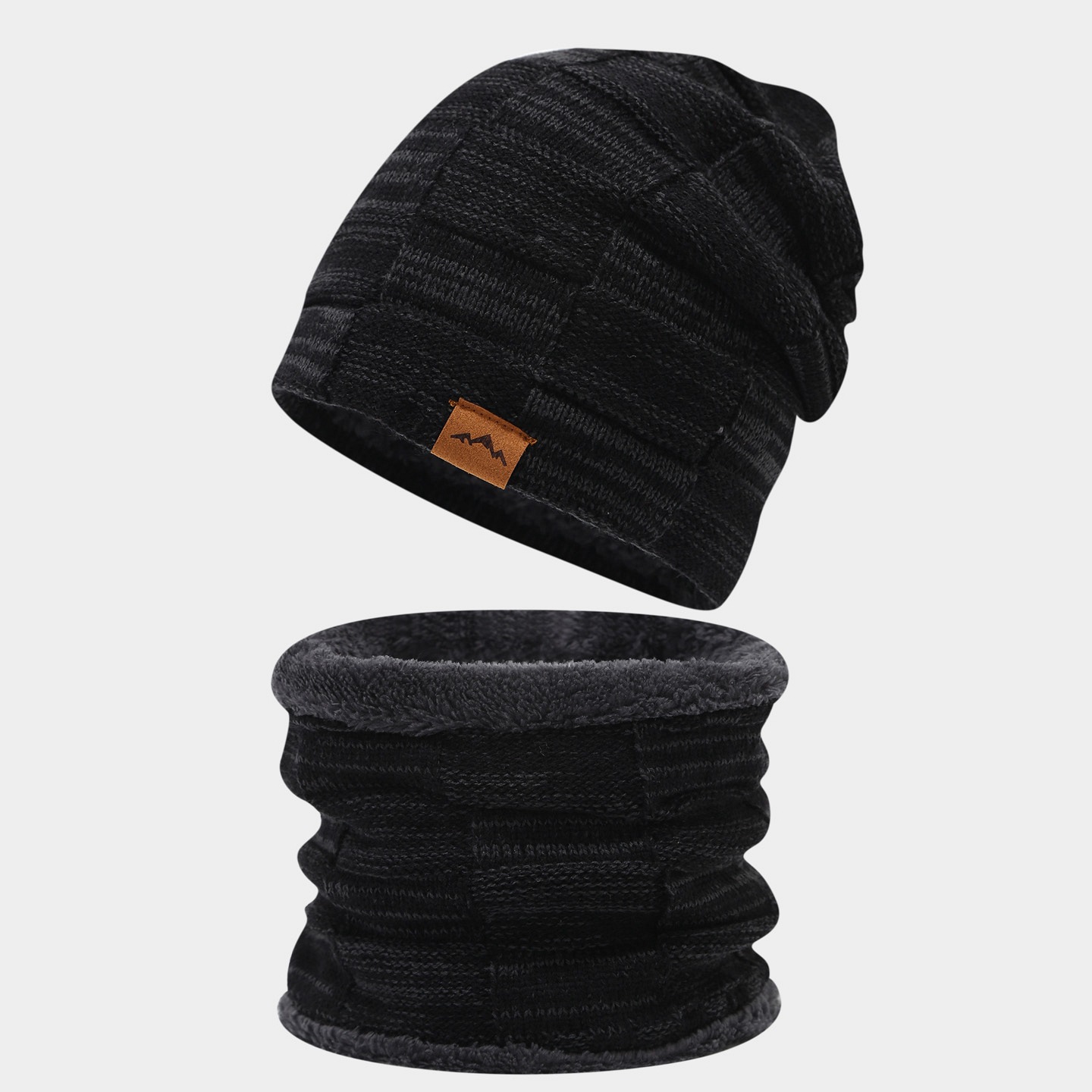 Transfronterizos Europa y Estados Unidos otoño y invierno más terciopelo mezcla de color versátil sombrero de punto de doble conjunto de gorras al aire libre para hombres y mujeres con terciopelo