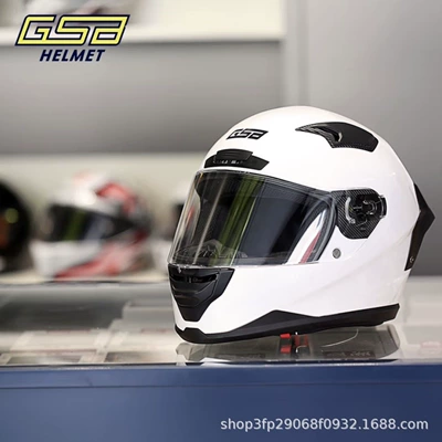 Gsb-371 Motorcycle Helmet with a Versatile High-Profile Helmet Body, Reserved Headphone Slot, Sturdy Abs Helmet Body, Suitable for All Seasons, Unisex (Motorcycle Helmet Headset) - pearl-white-factory-standard-transparent-lenses-s-53-54-if-you-have-a-widefat-face-take-one-size-larger