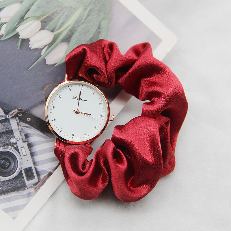 Korean Velvet Strap Material Simple Style Solid Color Quartz Women's Watches