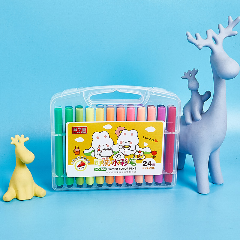 Pintura DE LOS NIÑOS lavable triángulo titular de la pluma caja acuarela pluma suave cabeza de la pluma acuarela color pluma suministros de arte al por mayor