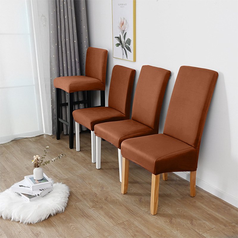 Cubierta de silla elástica de un solo molino de seda de leche transfronteriza Cubierta de silla de comedor de hotel de color sólido 150gsm Cover de comercio exterior