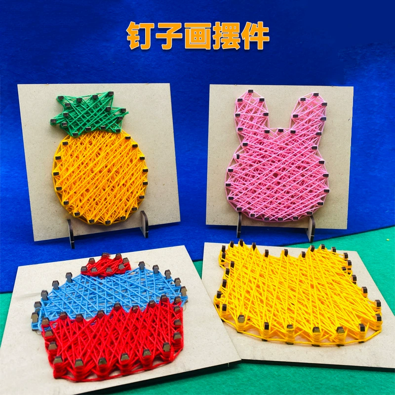 Деревянный DIY ручной работы с проволочной обмоткой для дизайна ногтей, детский образовательный набор для рукоделия с нитками, настольный креативный комплект материалов для украшения.