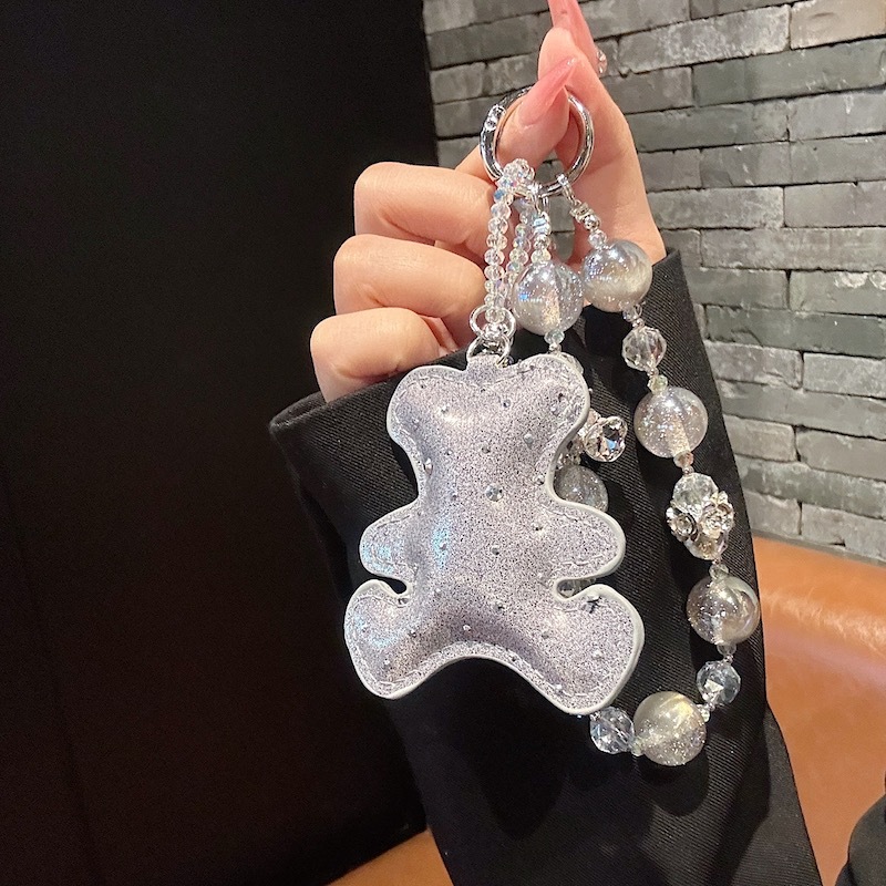 Cadena de teléfono móvil de alta gama hecha a mano de boutique, cadena de diamantes de imitación de oso, cordón de teléfono móvil de moda, colgante de mensajero corto