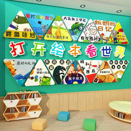 图书角布置阅读区幼儿园文化墙贴览室环创绘本馆氛围主题墙面装饰