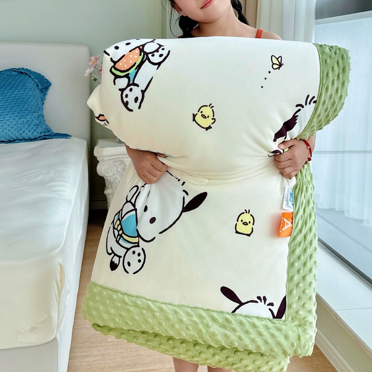 Sanrio Children's Class A Mother and Baby Knitted Cotton Beans Fleece Quilt Blanket Cartoon Kindergarten Baby Soy Fiber Quilt