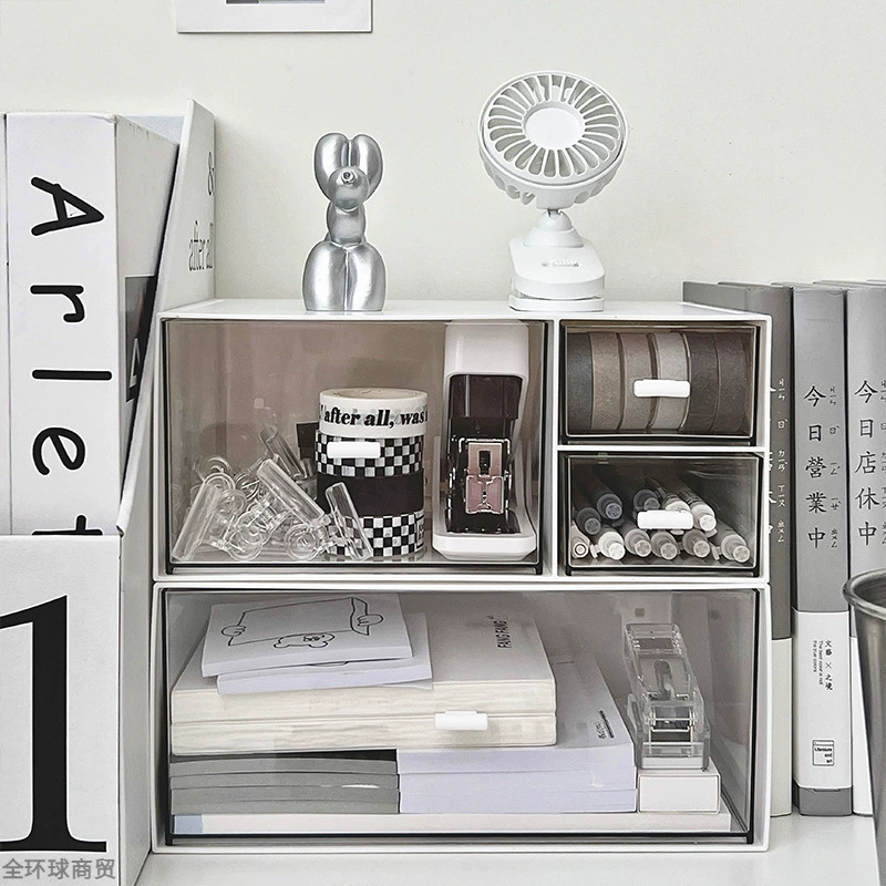 Acrylic Desktop Drawer Storage Box, Transparent, Large-capacity Multi-drawer Organizer