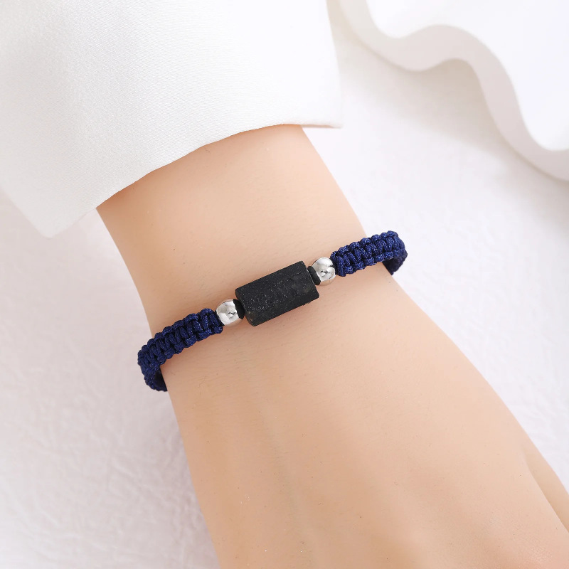 European and American Cross-Border Style Natural Stone Black Tourmaline Hand-Woven Adjustable Bracelet for Men and Women