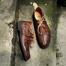 男鞋简约风素人风男靴马丁低帮秋新款潮流休闲工作鞋百搭单层牛皮