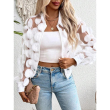 C 19416 Court-style floral sheer shirt �m͢�L���w�����r����