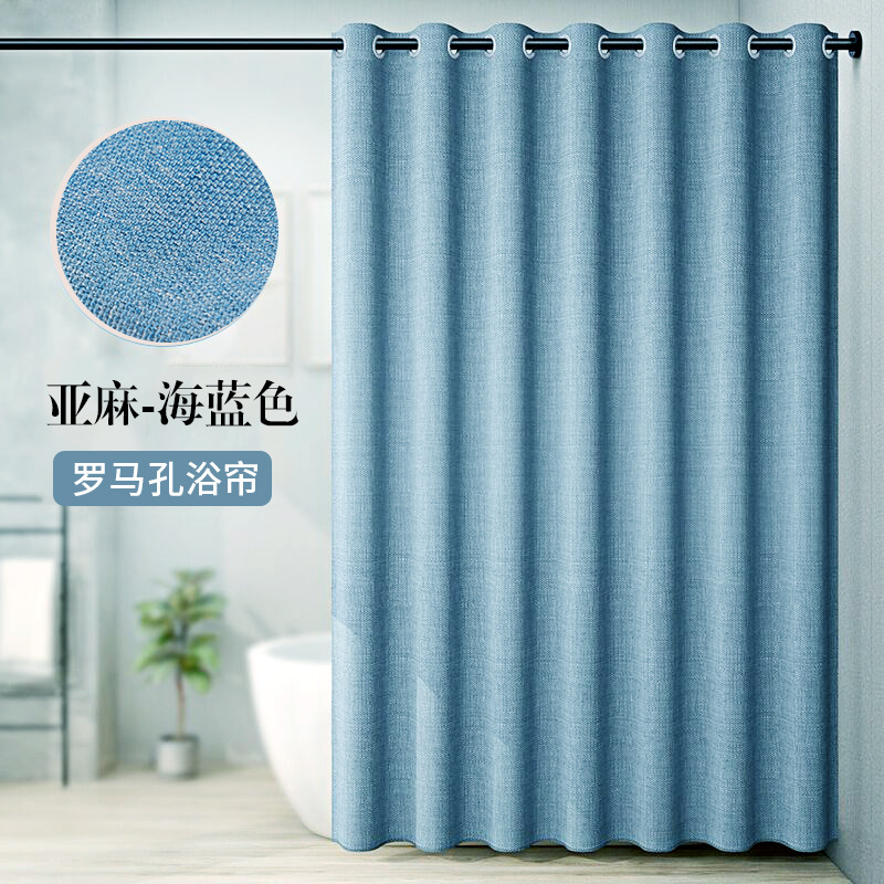 Agujero romano Cortina de ducha de lino creativo de impresión digital Cortina de ducha baño magnético Lino engrosada tienda de ducha al por mayor