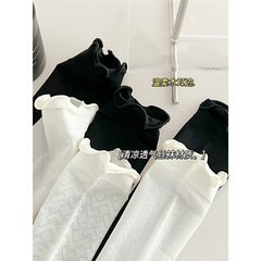 英倫風小皮鞋配的襪子女中筒襪白色花邊冰絲夏季超薄款夏天網紅款