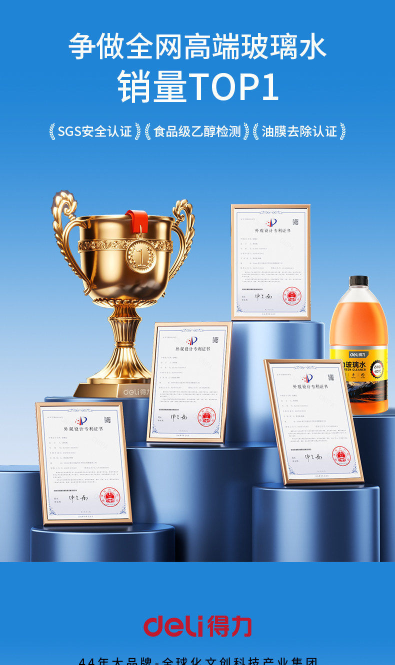 Deli Powerful Glass Cleaner for Cars, Anti-Freeze and Oil Film Remover, Resistant to -40 Degrees ℃ All-Season Wiper Fluid Manufacturer Wholesale
