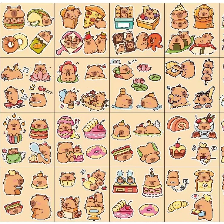 Pegatinas de cuentas de Kapibala Pegatinas de pet de carpincho de dibujos animados Pegatinas de bricolaje para estudiantes Taza de agua impermeable Pegatinas de la carcasa del teléfono