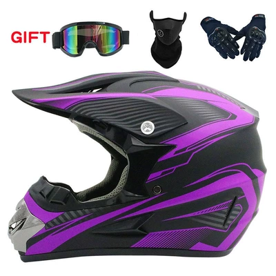 Motosiklet kaskı (dəbilqə) — helmet air supply mirror mask - matte-purple-lines-goggles-mask-black-gloves-s