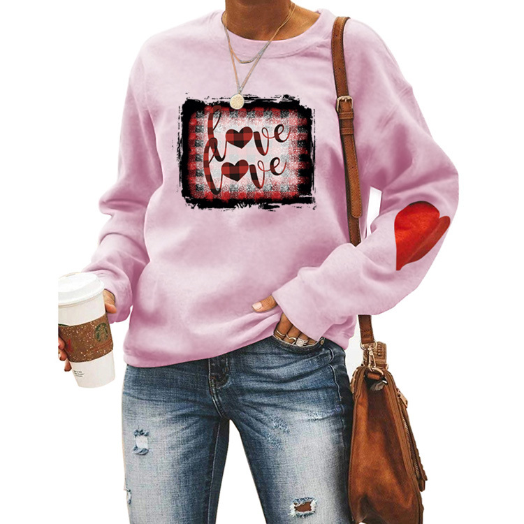 Women's Hoodies Long Sleeve Rib-knit Casual Letter Heart Shape display picture 14