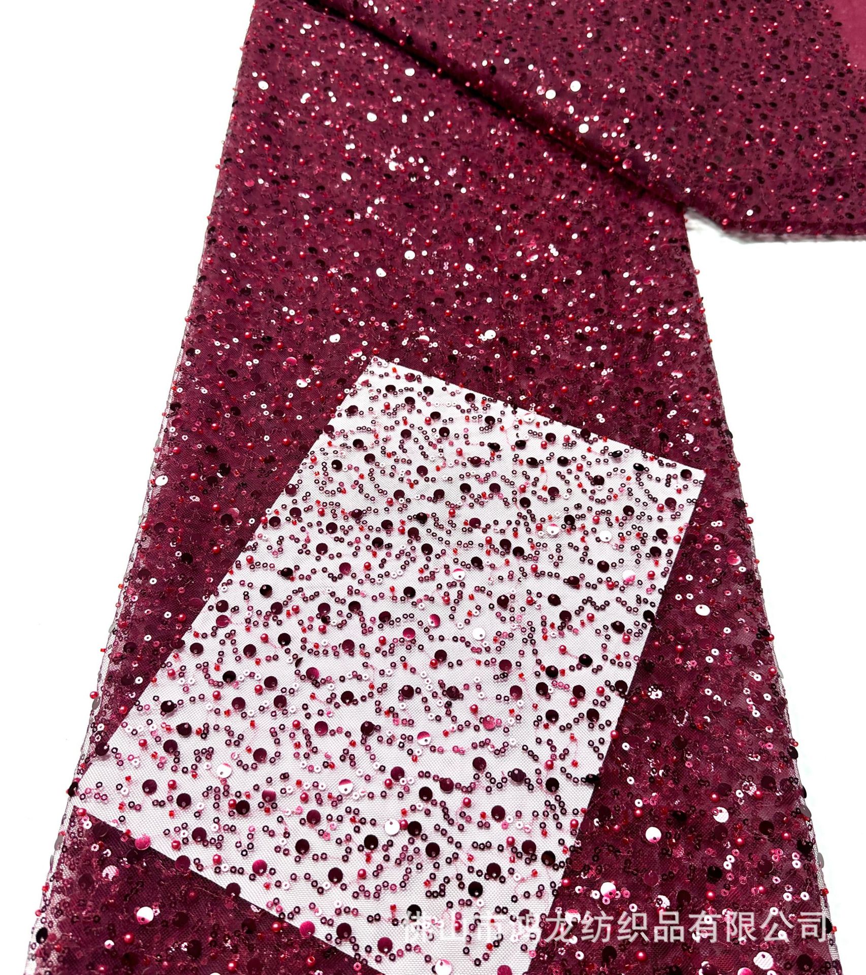 Bordado de tubo de cuentas con cuentas de espuma, tela bordada en color mágico, vestido de novia, tela de malla, tela de malla, bordado de lentejuelas, tela de traje de escenario