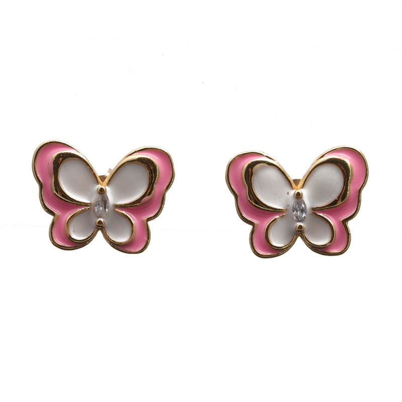 Pendientes europeos y americanos de moda transfronteriza para mujeres ins celebridad de Internet de alto grado de color goteo pendientes de mariposa para mujeres