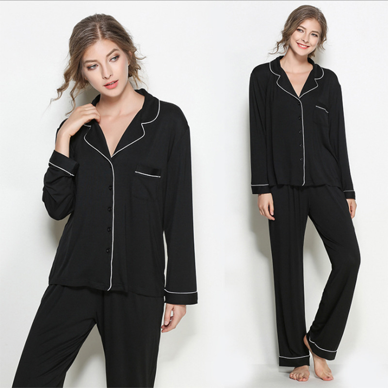 Couple Pajamas Men's and Women's Long-sleeved Pants Pajamas Set Sexy Shirt Modal Home Clothes Large Size Thin