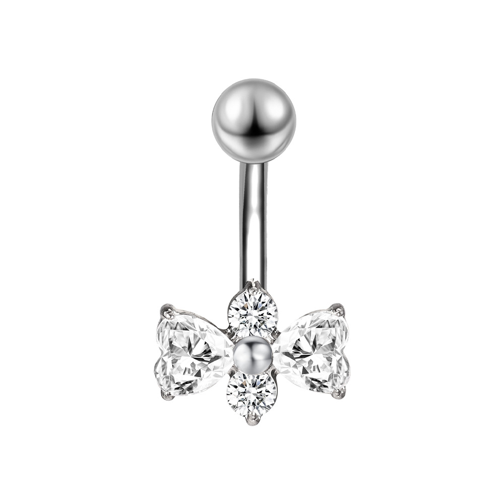Zesen Stainless Steel 5A Zircon Titanium Steel Diamond Umbilical Ring Body Piercing Jewelry detail image 15