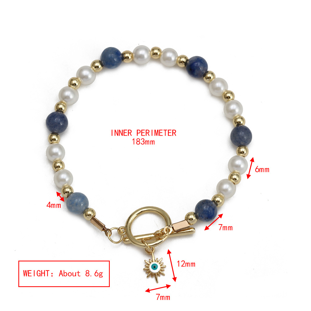 Simple Style Devilu0027S Eye Copper Beaded Plating Inlay Zircon Bracelets 1 Piece