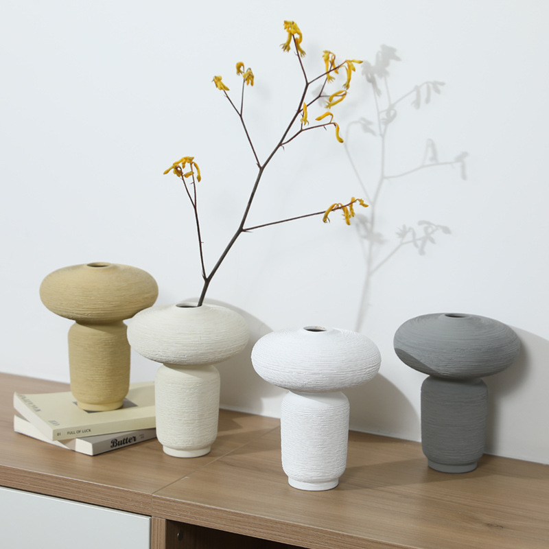 Vento tranquilo retrógrado flor de cerámica dibujada ornamentos floral simple flor seca floral decorativo creativo de escritorio para el hogar