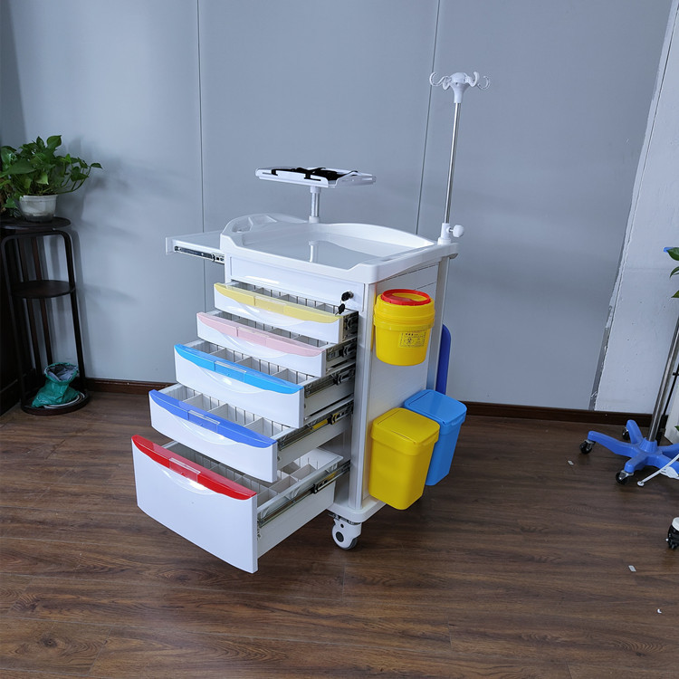 静音小推车ABS移动医院护士站用五抽屉抢救车双抽屉治疗车可开票