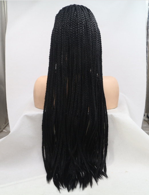 Amazonas negras tres hebras pequeñas trenzas sucias europeas y estadounidenses pelucas damas delanteras de encaje fibra química pequeña trenzas cubierta de cabeza LW0249