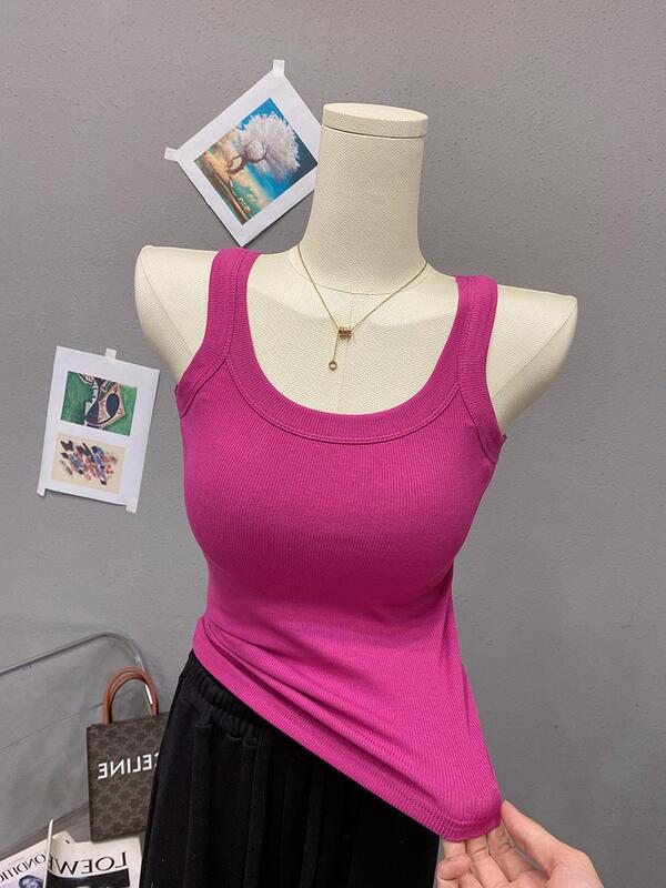 Super Versatile~ Slim-Fit and Slimming Tank Top, Solid Color, Simple Inner Wear, 2025 Summer New Style, Ribbed Sleeveless T-Shirt for Women Super Versatile~ Slim-Fit and Slimming Tank Top, Solid Color, Simple Inner Wear, 2025 Summer New Style, Ribbed Sleeveless T-Shirt for Women